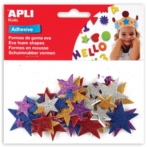 Apli Kids zelfklevende glitter sterren, blister met 50 stuks