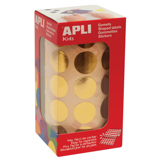 Apli Kids stickers op rol, cirkel diameter 20 mm, 1770 stuks, metallic goud