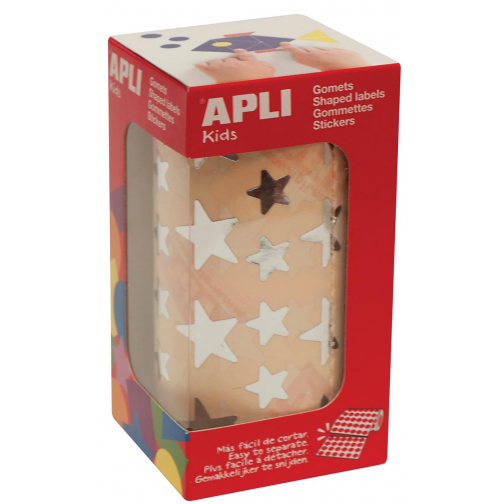 Apli Kids stickers op rol, ster, 2360 stuks, metallic zilver