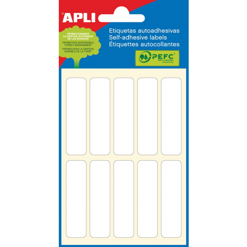 Apli witte etiketten ft 13 x 50 mm (b x h), 60 stuks, 10 per blad (2673)