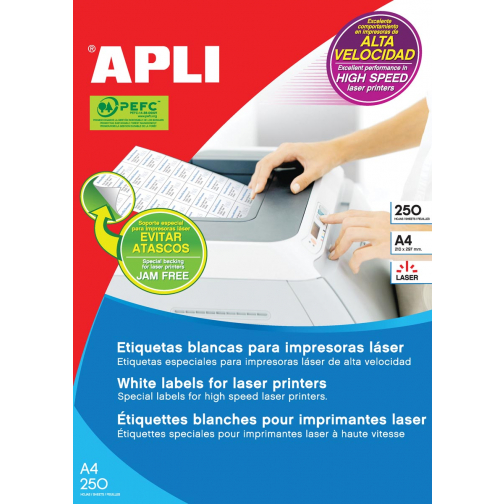 Apli witte etiketten ft 70 x 35 mm (b x h), 6.000 stuks, 24 per blad (2519)