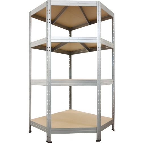 AR Shelving rek Corner Rivet, ft 180 x 90 x 90 x 45 cm, 4 legborden uit HDF, gegalvaniseerd