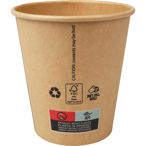 Beker uit karton (altijd koffie), 250 ml, diameter 90 mm, pak van 50 stuks