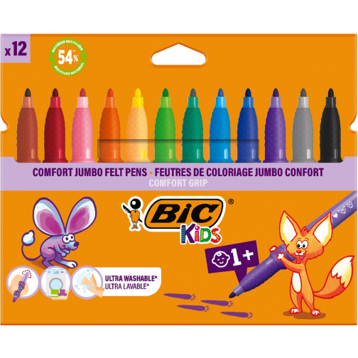 Bic Kids Comfort Jumbo viltstiften, etui van 12 stuks