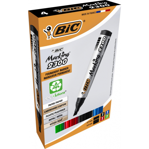 Bic permanent marker Marking 2300 ECOlutions, doos van 4 stuks, assorti