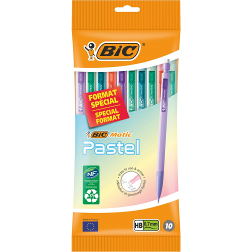 BicMatic pastel vulpotlood, blister van 10 stuks, assorti