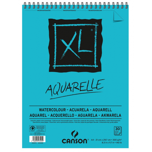 Canson schetsblok XL aquarelle 300g/m² ft A4, 30 vel