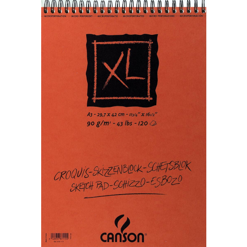 Canson schetsblok XL ft 29,7 x 42 cm (A3), blok van 120 blad