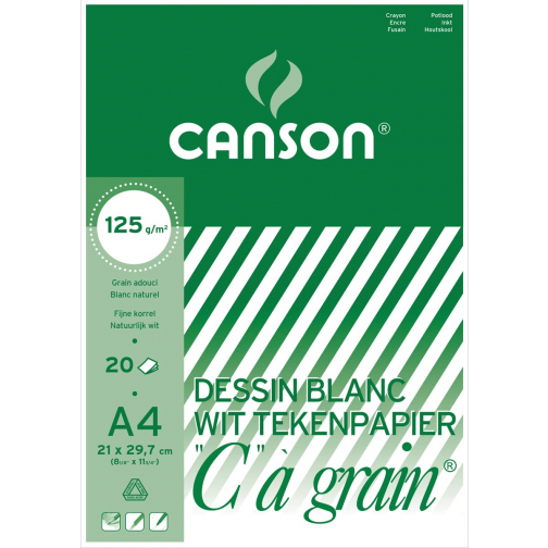 Canson tekenblok C à grain 125 g/m², ft 21 x 29,7 cm (A4)