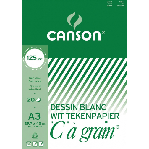 Canson tekenblok C à grain 125 g/m², ft 29,7 x 42 cm (A3)