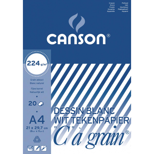 Canson tekenblok C à grain 224 g/m², ft 21 x 29,7 cm (A4)