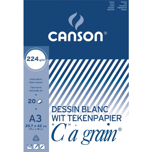 Canson tekenblok C à grain 224 g/m², ft 29,7 x 42 cm (A3)