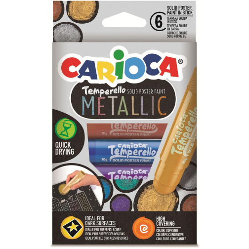 Carioca plakkaatverfstick Temperello Metallic, kartonnen etui van 6 stuks