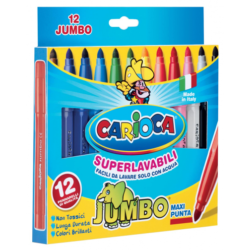 Carioca viltstift Jumbo Superwashable 12 stiften in een kartonnen etui