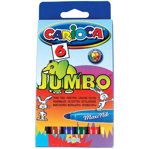Carioca viltstift Jumbo Superwashable 6 stiften in een kartonnen etui