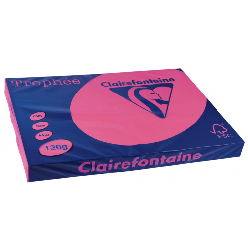 Clairefontaine Trophée Intens, gekleurd papier, A3, 120 g, 250 vel, fuchsia