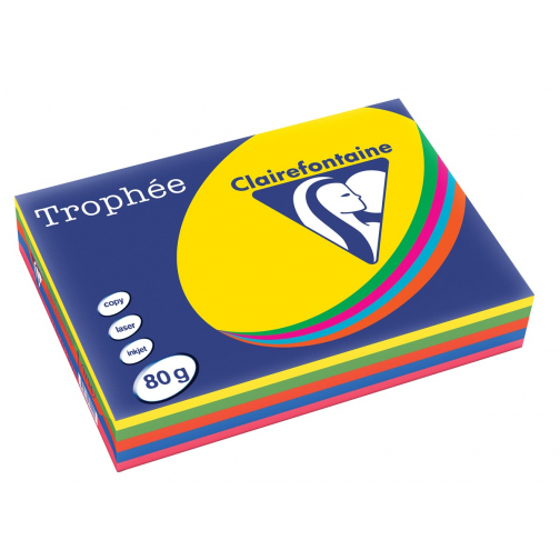 Clairefontaine Trophée intens A4, 80 g, 5 x 100 vel, geassorteerde kleuren