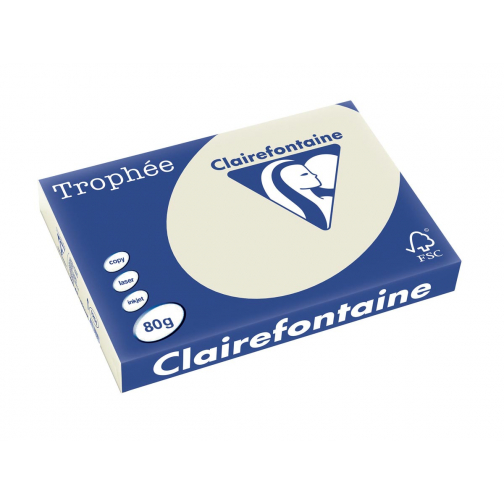 Clairefontaine Trophée Pastel, gekleurd papier, A3, 80 g, 500 vel, parelgrijs
