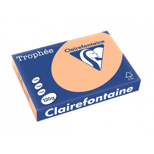 Clairefontaine Trophée Pastel, gekleurd papier, A4, 120 g, 250 vel, abrikoos