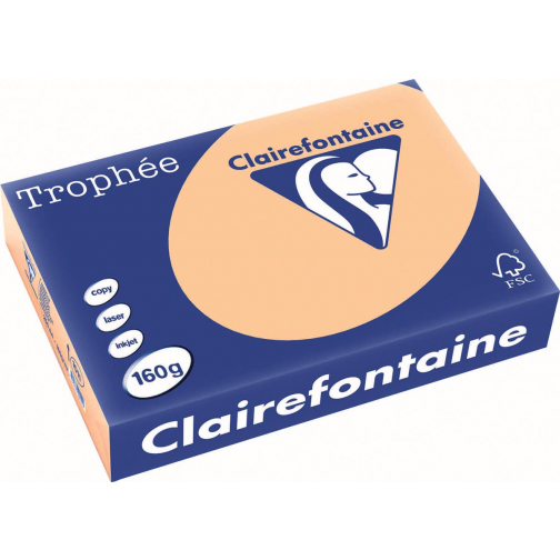 Clairefontaine Trophée Pastel, gekleurd papier, A4, 160 g, 250 vel, abrikoos
