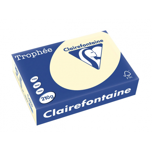 Clairefontaine Trophée Pastel, gekleurd papier, A4, 210 g, 250 vel, crème