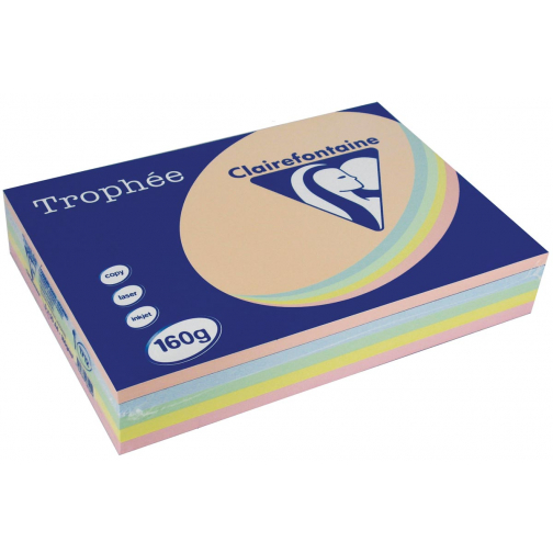 Clairefontaine Trophée Pastel A4, 160 g, 5x50 vel, geassorteerde kleuren