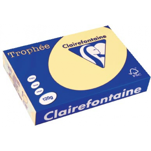 Clairefontaine Trophée Pastel, gekleurd papier, A4, 120 g, 250 vel, kanariegeel