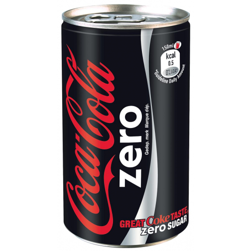 Coca-Cola Zero frisdrank, mini blik van 15 cl, pak van 24 stuks