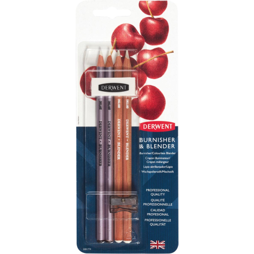 Derwent Blender en Burnisher met gum en slijper, set van 4