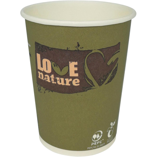 Drinkbeker uit karton Love Nature, 200 ml, pak van 50 stuks