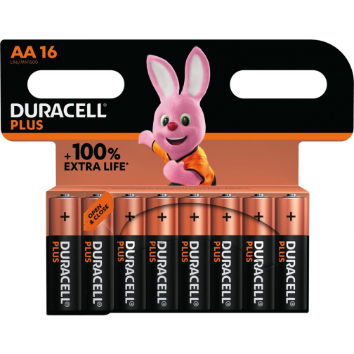 Duracell batterij Plus 100% AA, blister van 16 stuks