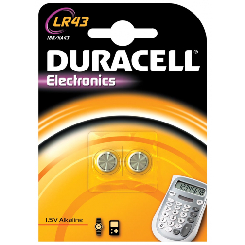 Duracell knoopcel Electronics LR43, blister van 2 stuks