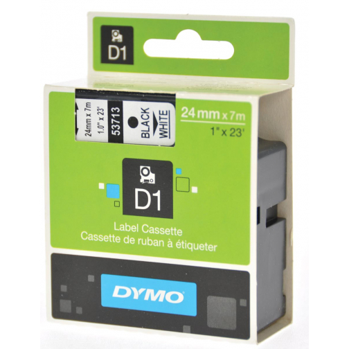 Dymo D1 tape 24 mm, zwart op wit