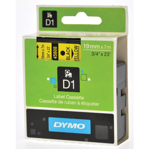 Dymo D1 tape 6 mm, zwart op geel