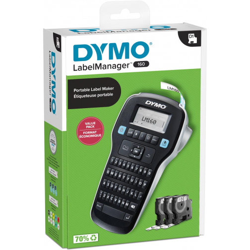 Dymo LabelManager 160 Value Pack: 1 x LabelManager 160P + 3 x D1 tape, qwerty