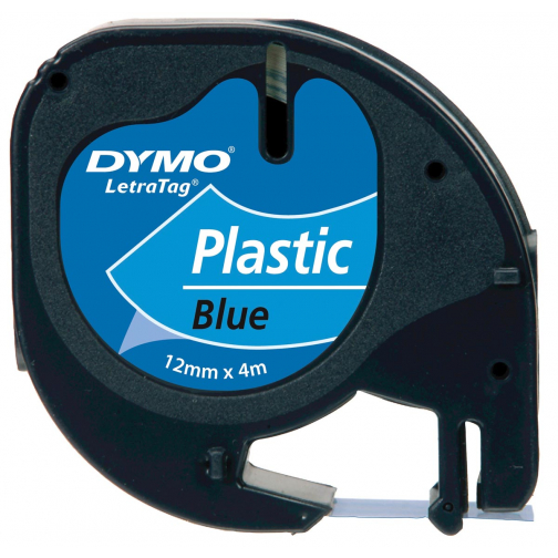 Dymo LetraTAG tape 12 mm, plastic blauw