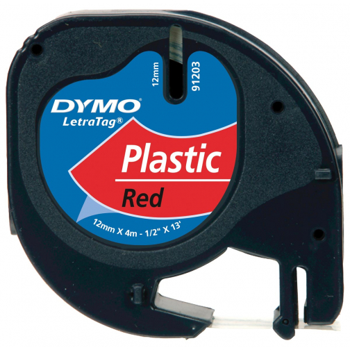 Dymo LetraTAG tape 12 mm, plastic rood