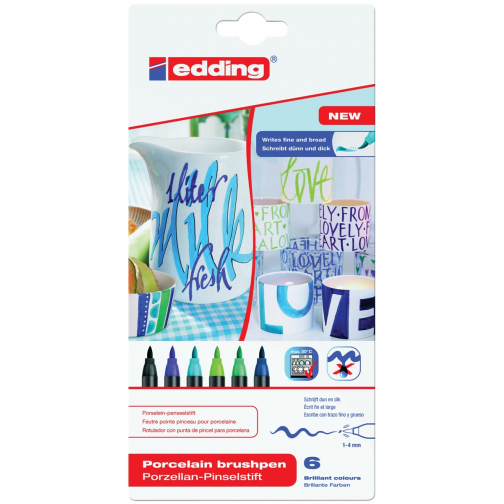 Edding brushpen Porcelein Cool, assortiment, set van 6