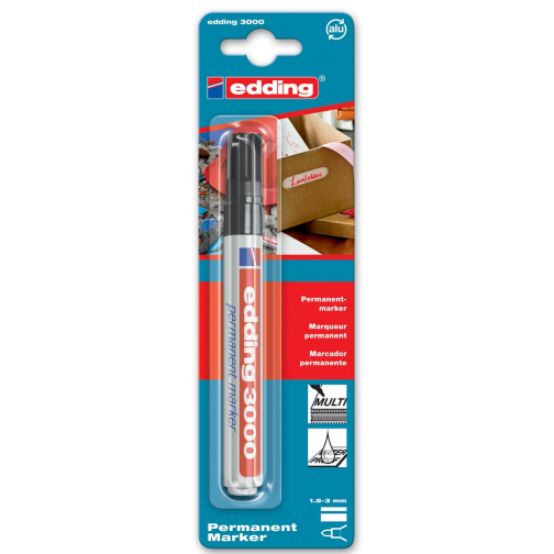 Edding permanent marker 3000 zwart, op blister