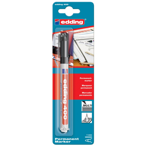 Edding permanent marker 400 zwart, op blister