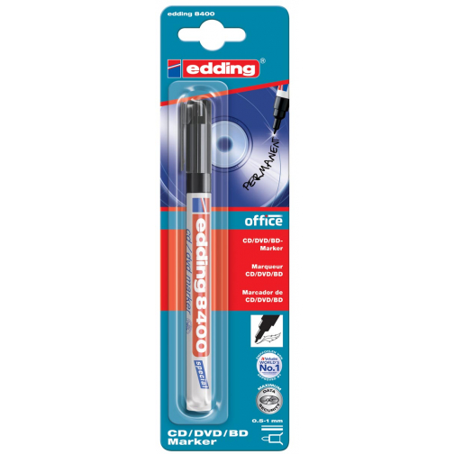 Edding permanent marker voor CD/DVD/BD e-8400 zwart, op blister