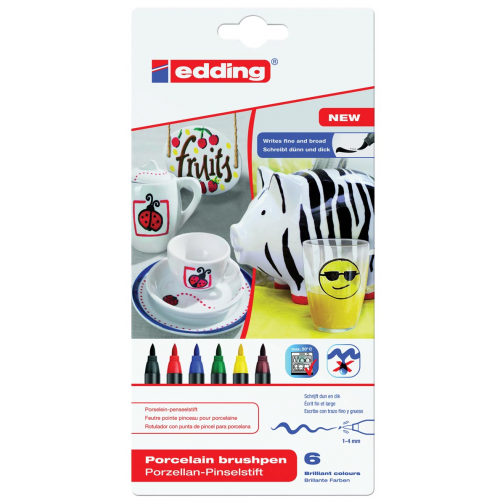 Edding porselein-penseelstift e-4200 set van 6