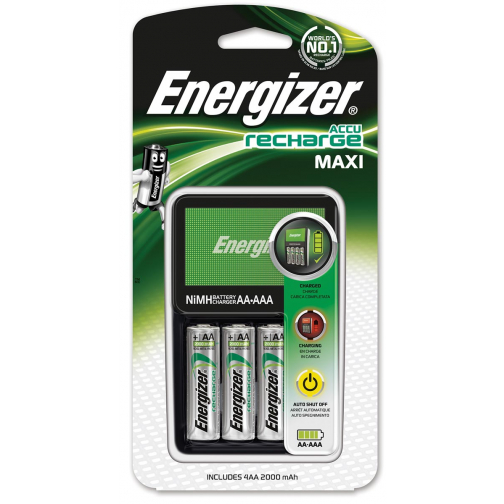 Energizer batterijlader Maxi Charger, inclusief 4 x AA batterij, op blister