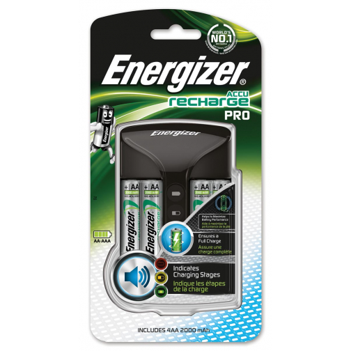 Energizer batterijlader Pro Charger, inclusief 4 x AA batterij, op blister