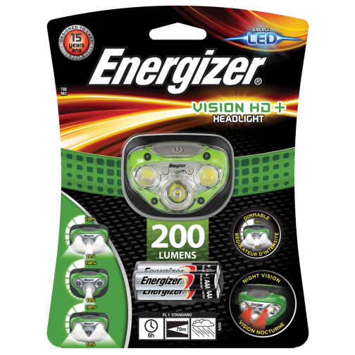 Energizer hoofdlamp Vision HD+, inclusief 3 AAA batterijen, op blister