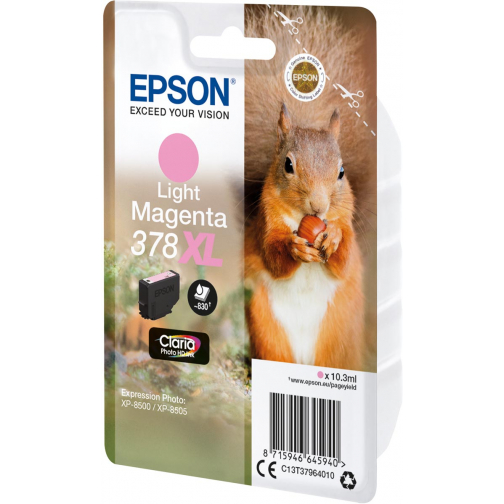 Epson inktcartridge 378 XL,830 pagina's, OEM C13T37964010, licht magenta