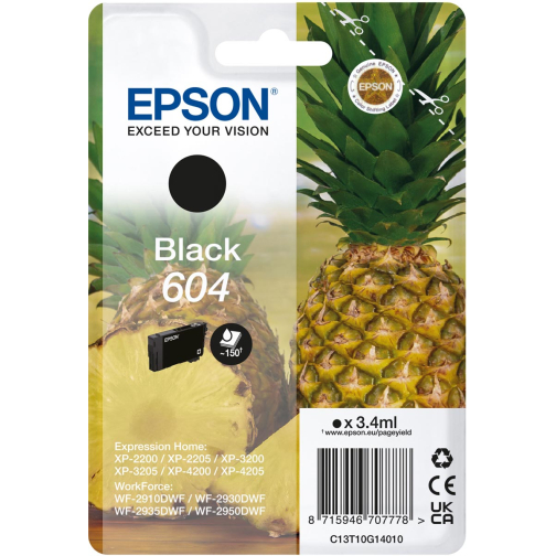 Epson inktcartridge 604, 150 pagina's, OEM C13T10G14010, zwart