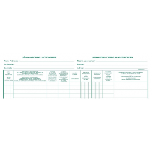 Exacompta aandeelhouders, ft 24 x 32 cm, tweetalig, voor NV