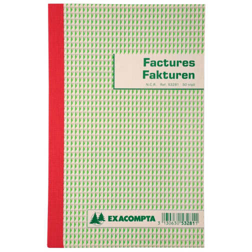 Exacompta factuurboek, ft 21x13,5 cm, tweetalig, tripli (50 x 3 vel)