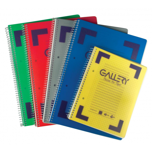 Gallery Traditional spiraalschrift ft A5, geruit 5 mm, geassorteerde kleuren, 160 bladzijden